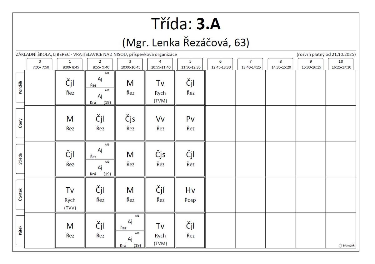 3.A rozvrh