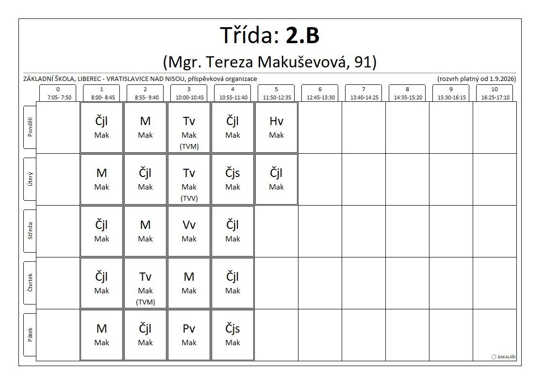 2.B rozvrh