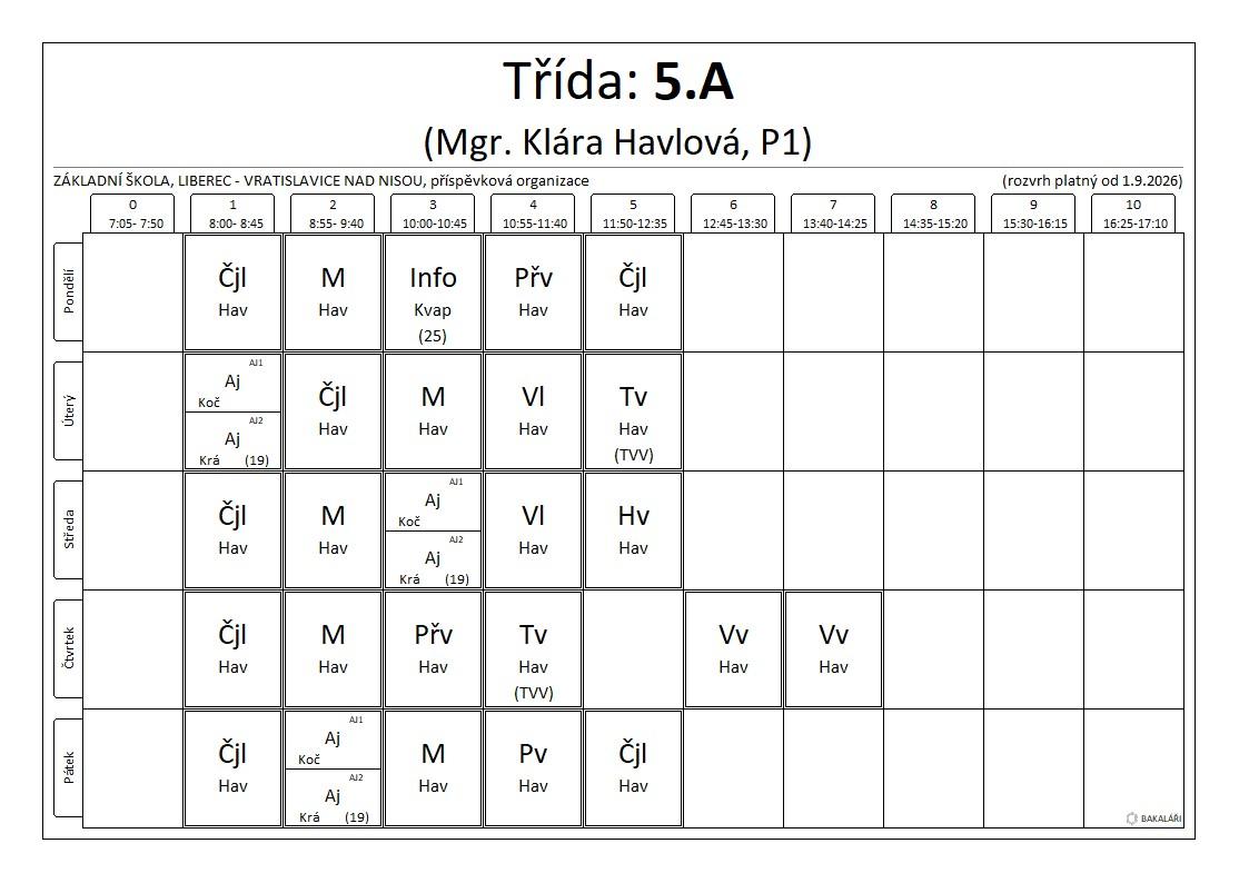 5.A rozvrh