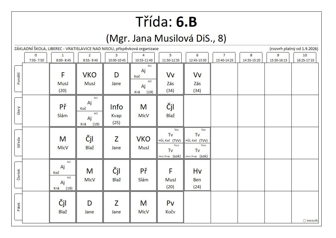 6.B rozvrh