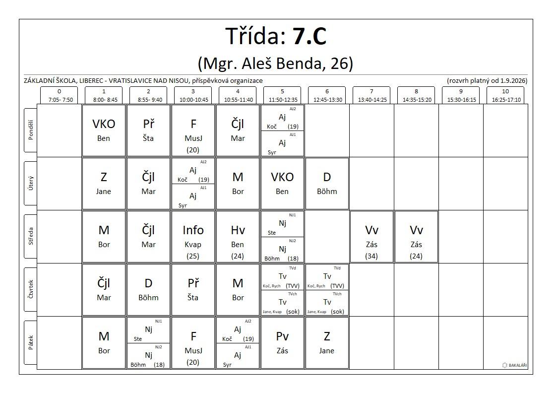7.C rozvrh