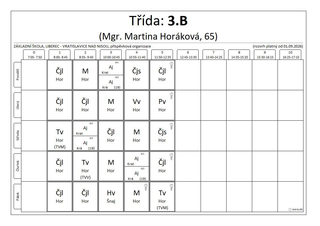 3.B rozvrh